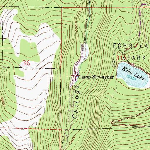 Topographic Map of Camp Shwayder, CO