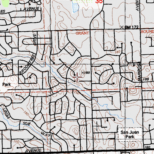 Topographic Map of Advent Lutheran Church, CA