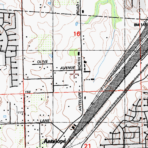 Topographic Map of Antelope Road Christian Fellowship Church, CA