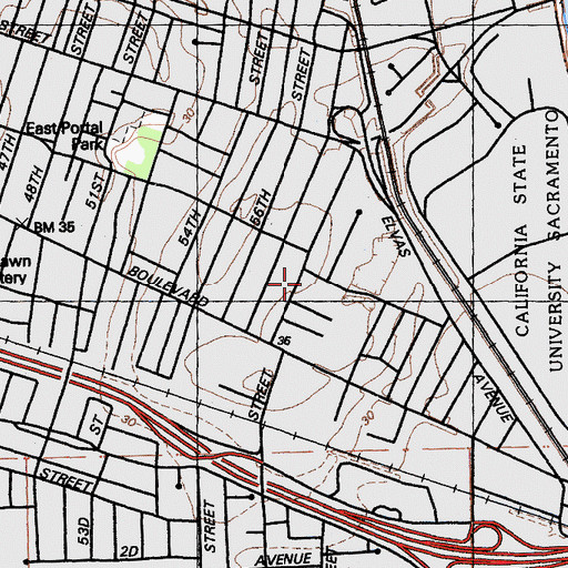 Topographic Map of Saint Marys Catholic Church, CA