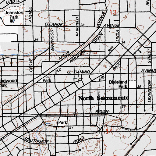 Topographic Map of North Sacramento United Methodist Church, CA