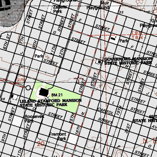 Topographic Map of Saint Pauls Episcopal Church, CA