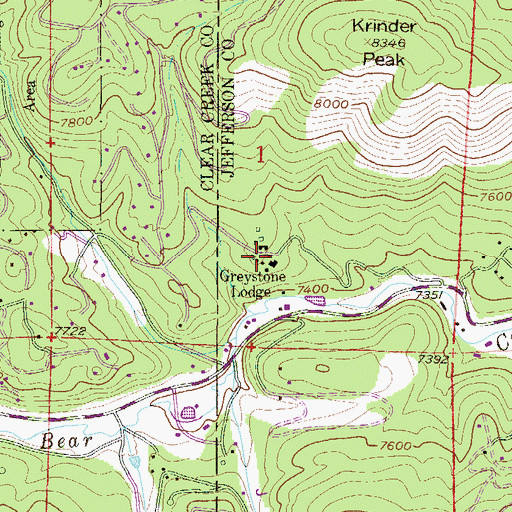 Topographic Map of Greystone Lodge, CO