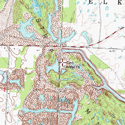 Topographic Map of Central-Crews Cemetery, IL