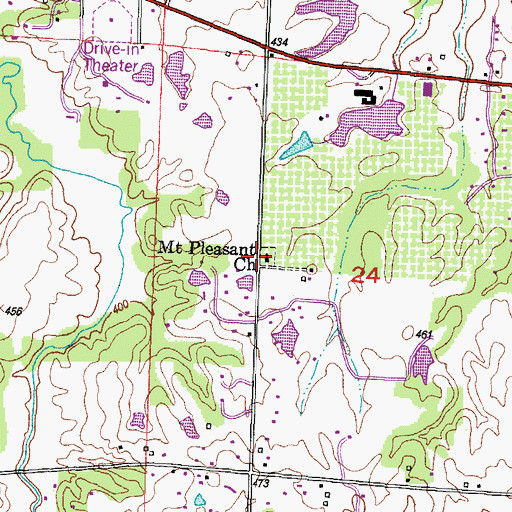 Topographic Map of Mount Pleasant Cemetery, IL