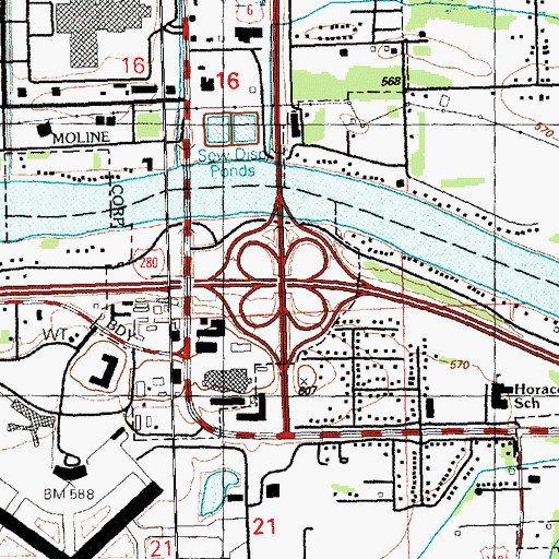 Topographic Map of Interchange 5, IL