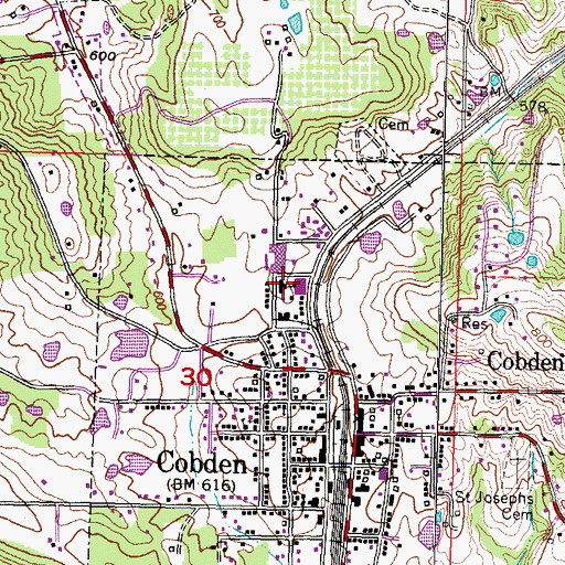 Topographic Map of Cobden Elementary School, IL