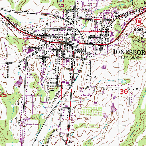 Topographic Map of Jonesboro Public Library, IL