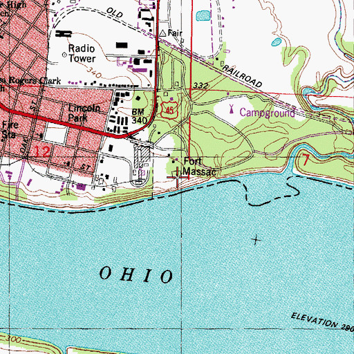 Topographic Map of Fort Massac (historical), IL