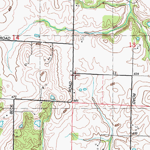 Topographic Map of Kirsch School (historical), IL
