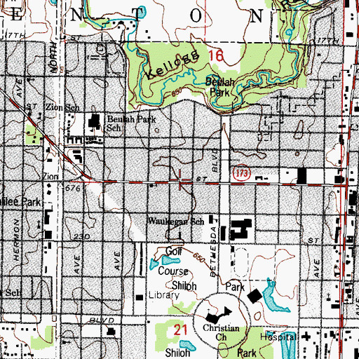 Topographic Map of Our Saviors Lutheran School, IL