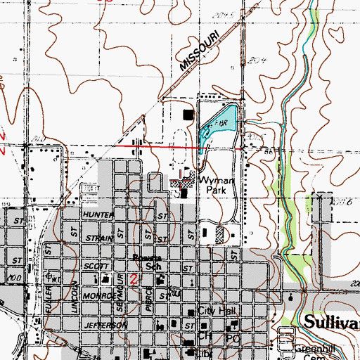 Topographic Map of Sullivan High School, IL