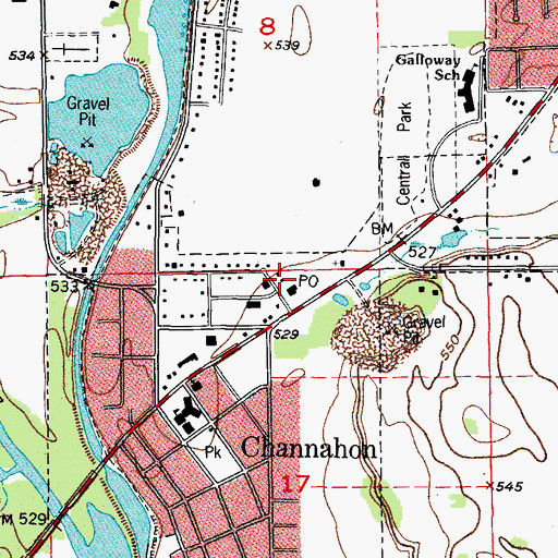 Topographic Map of Channahon Post Office, IL