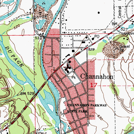 Topographic Map of Channahon Middle School, IL