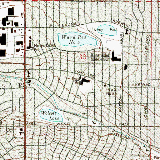 Topographic Map of Doull Elementary School, CO