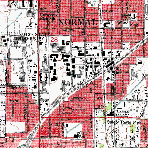 Topographic Map of Stevenson Hall, IL