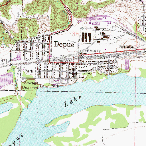 Topographic Map of Depue High School, IL