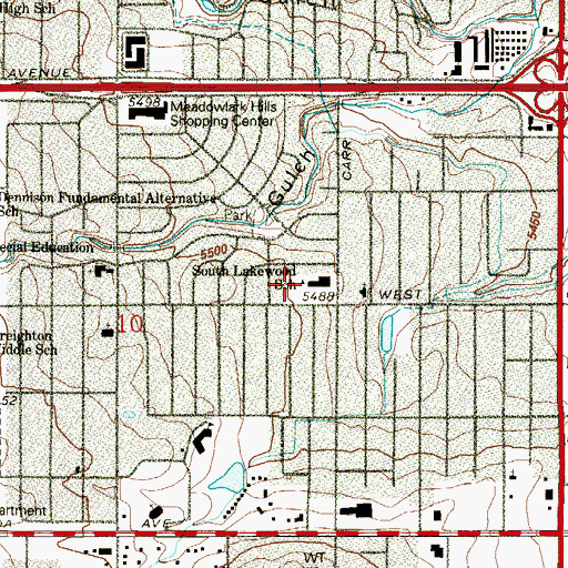 Topographic Map of South Lakewood Elementary School, CO