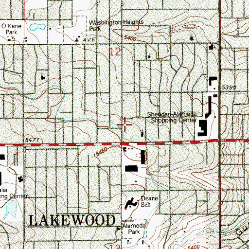 Topographic Map of Alameda Junior High School (historical), CO