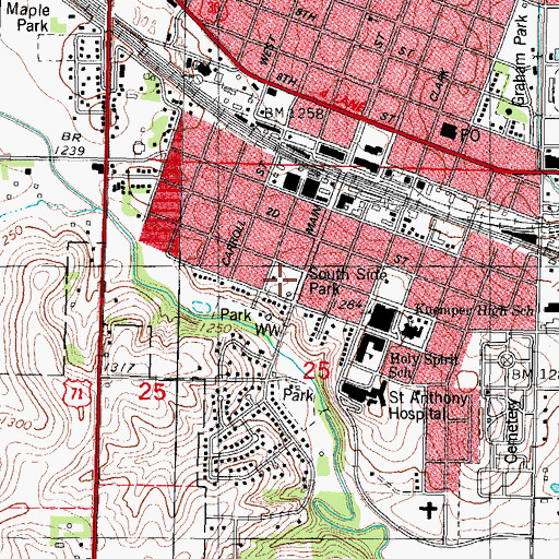 Topographic Map of South Side Park, IA