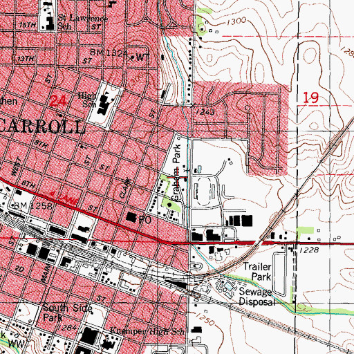 Topographic Map of Graham Park, IA