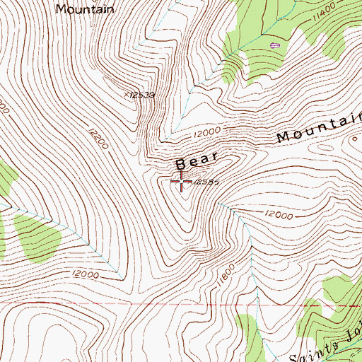 Topographic Map of Bear Mountain, CO