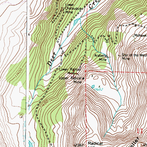 Topographic Map of Lower Radical Mine, CO