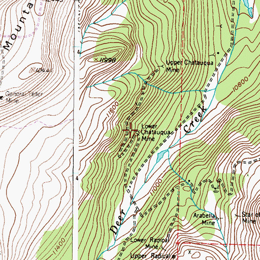 Topographic Map of Lower Chatauqua Mine, CO