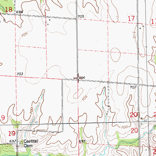 Topographic Map of Rock Creek Methodist Episcopal Church (historical), IL