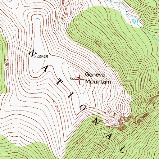 Topographic Map of Geneva Mountain, CO
