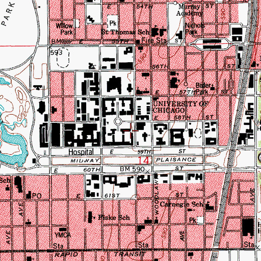 Topographic Map of Albert Pick Hall for International Studies, IL