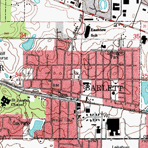 Topographic Map of Bartlett Park, IL