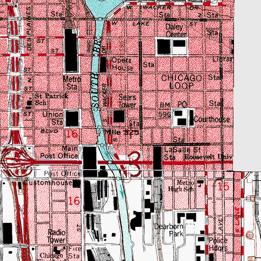 Topographic Map of Brooks Building, IL