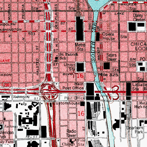 Topographic Map of Burlington Building, IL