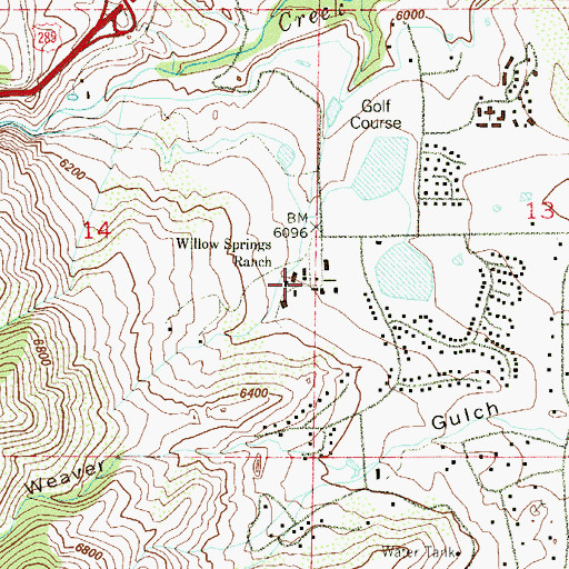Topographic Map of Willow Springs Ranch, CO