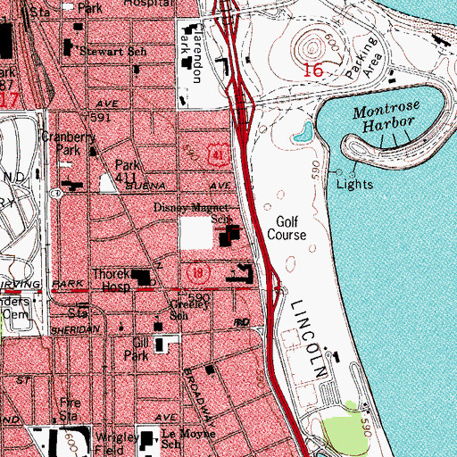 Topographic Map of Disney Magnet Elementary School, IL