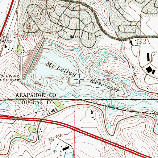 Topographic Map of McLellan Reservoir, CO