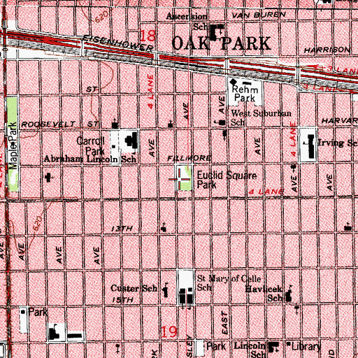 Topographic Map of Euclid Square Park, IL