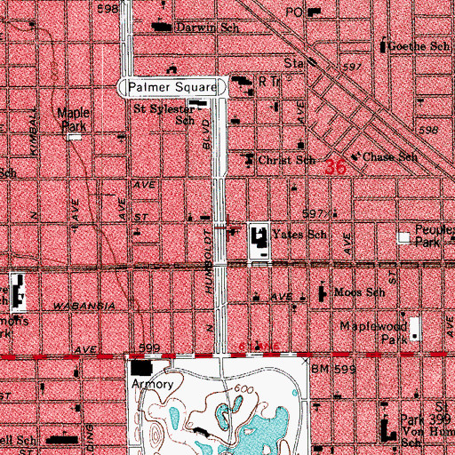 Topographic Map of Betania Presbyterian Spanish Church, IL