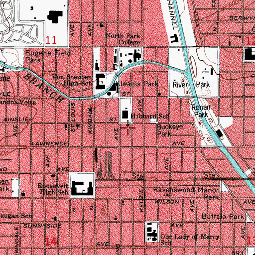 Topographic Map of Chicago Korean Seventh Day Adventist Church, IL