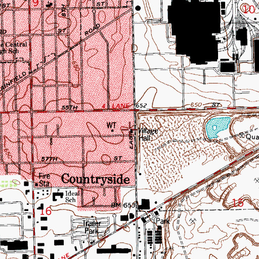 Topographic Map of Countryside Village Hall, IL