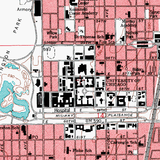 Topographic Map of Culver Hall, IL