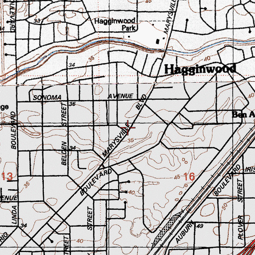 Topographic Map of Hagginwood School Park, CA