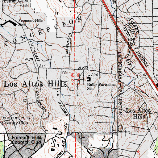 Topographic Map of Gardner Bullis School, CA