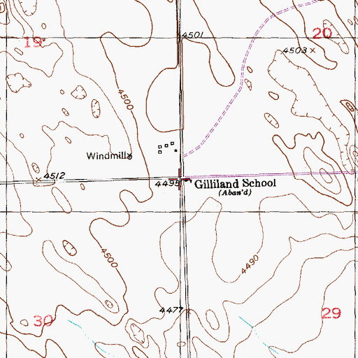Topographic Map of Gilliland School, CO