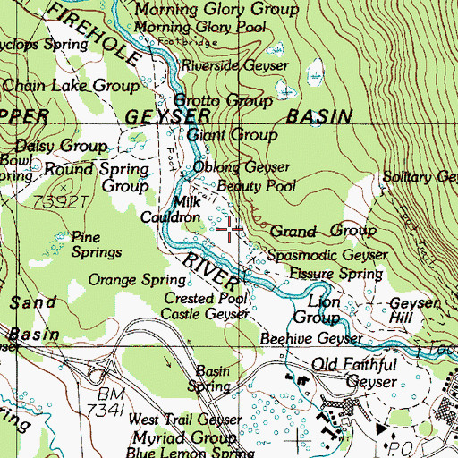 Topographic Map of Percolator Geyser, WY