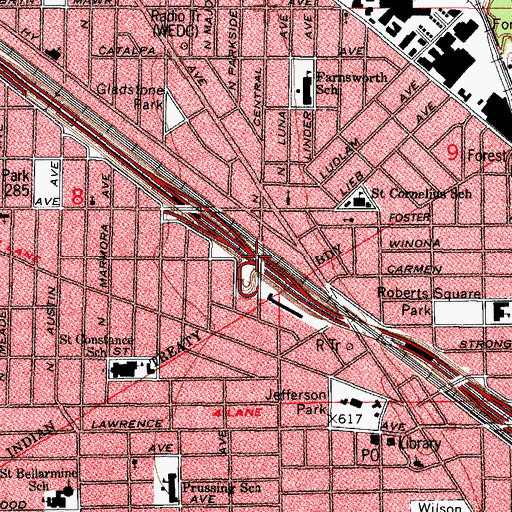 Topographic Map of Interchange 83B, IL