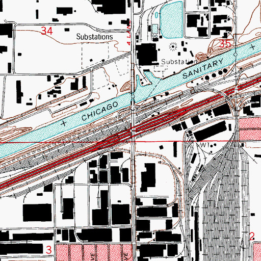Topographic Map of Interchange 287, IL