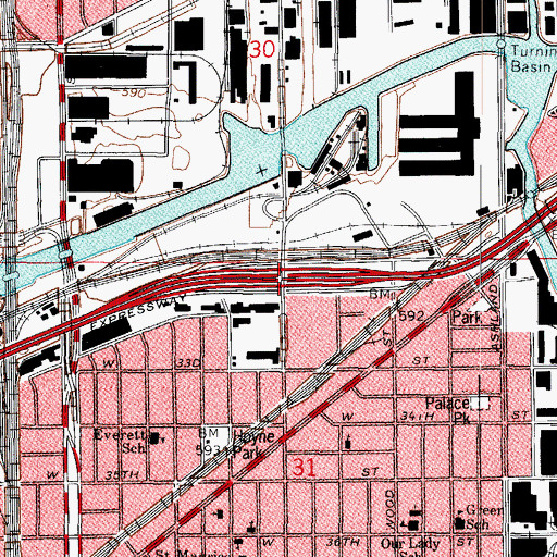 Topographic Map of Interchange 290, IL