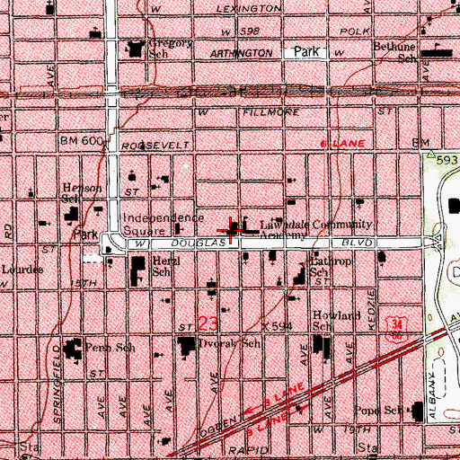 Topographic Map of Julius Hess School, IL